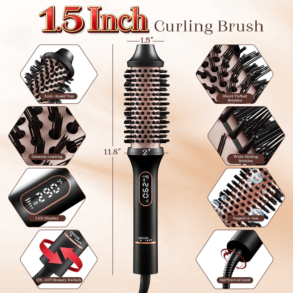 Curling Iron, Heated Round , 1.5 inch Electric Curl Wand, Curly Hair Dryer - Image 6