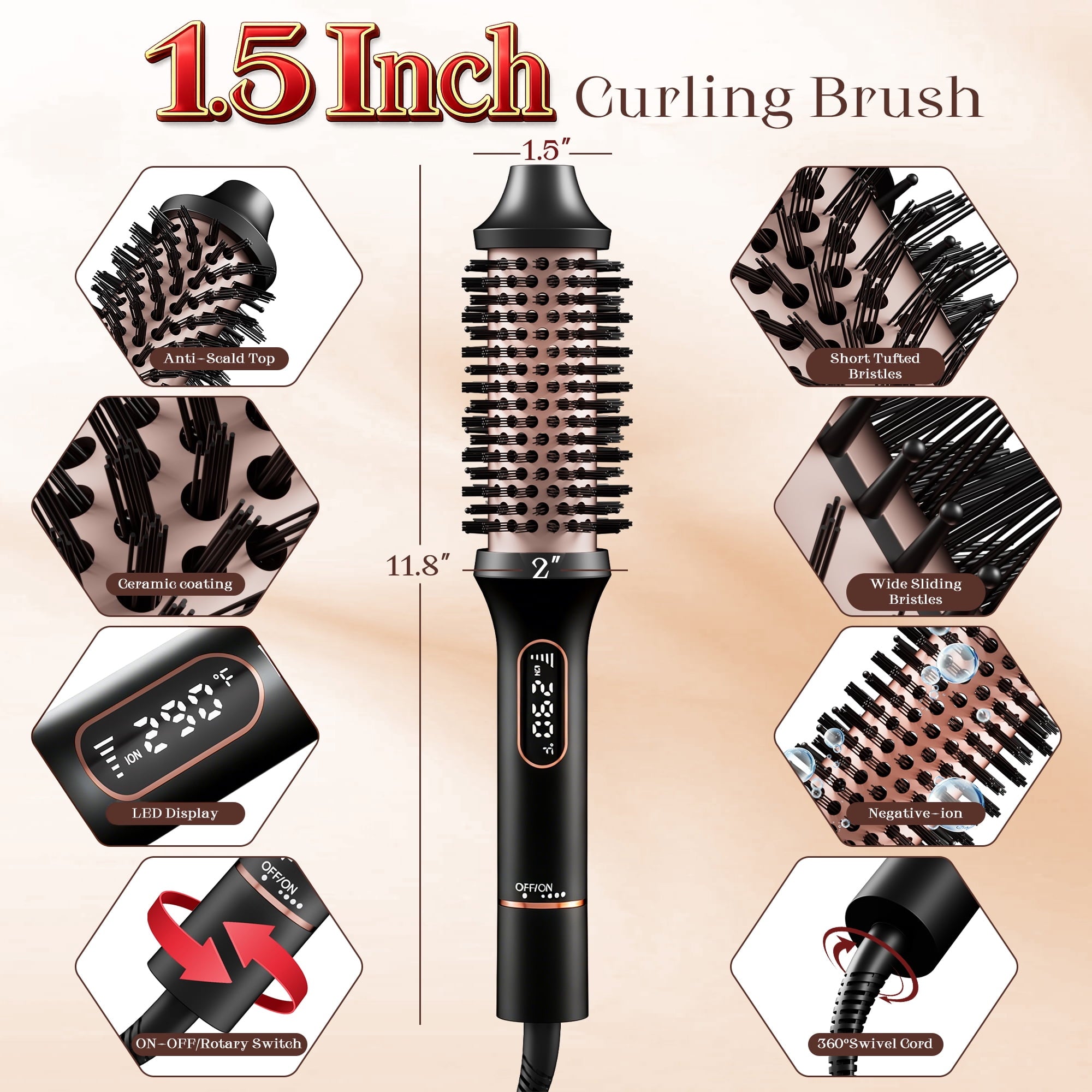 Curling Iron, Heated Round , 1.5 inch Electric Curl Wand, Curly Hair Dryer - Image 6