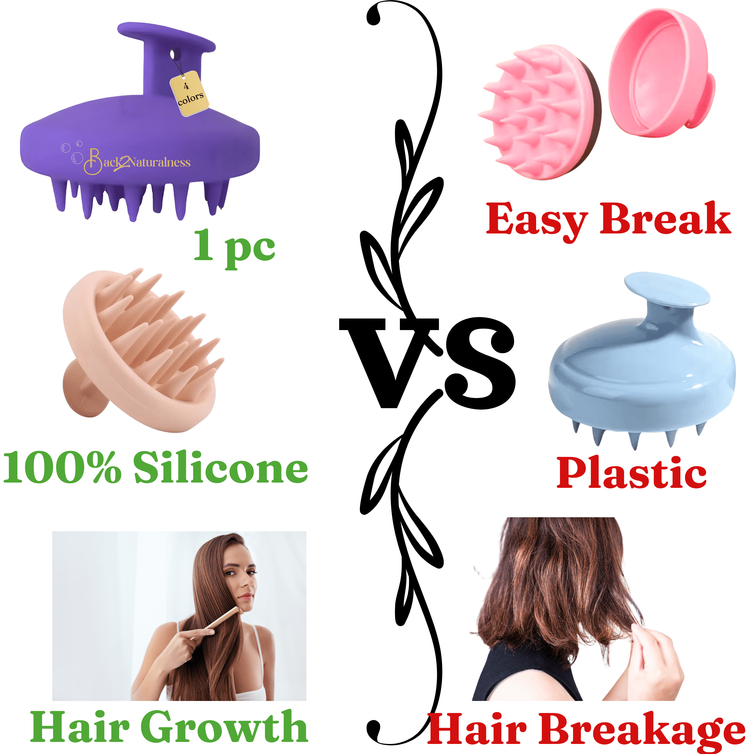 Silicone Scalp Scrubber & Massager | Dandruff Scraper & Scalp Exfoliator | Soft Silicone Scalp Brush for Hair Growth-... - Image 4