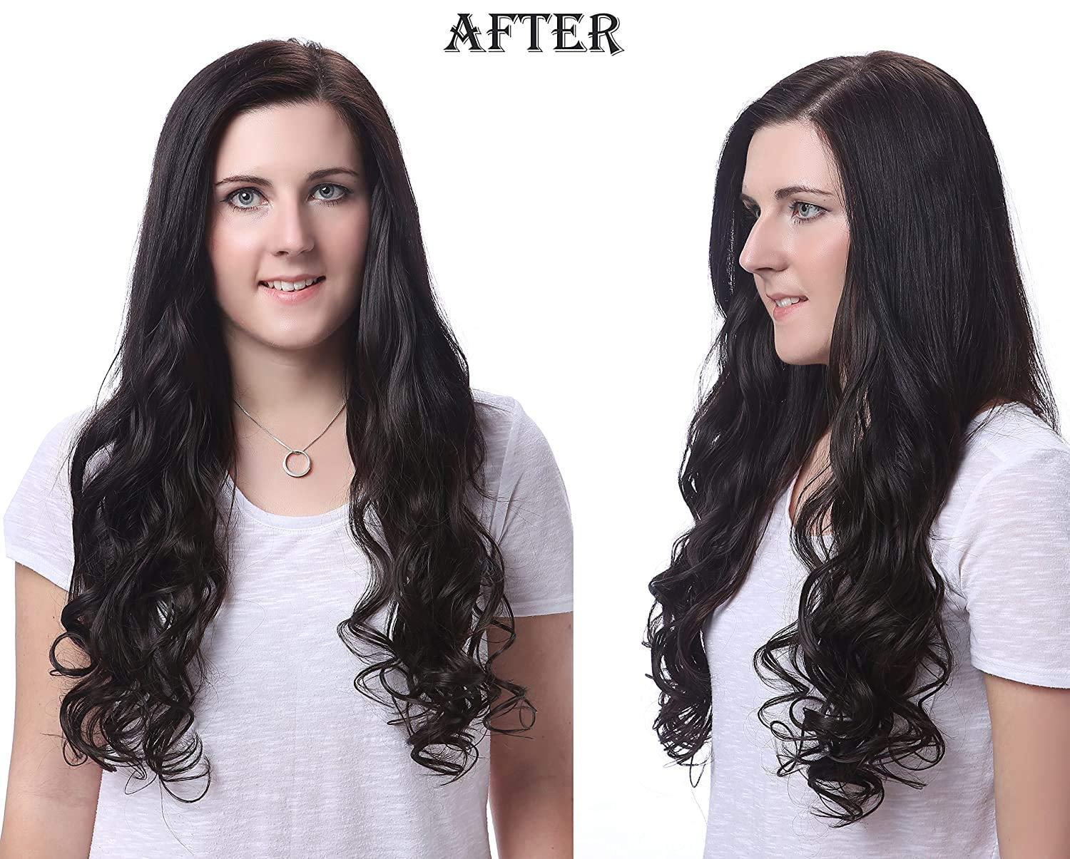 20" Full Head Clip in Synthetic Hair Extensions 7pcs 140g (1B) - Image 6