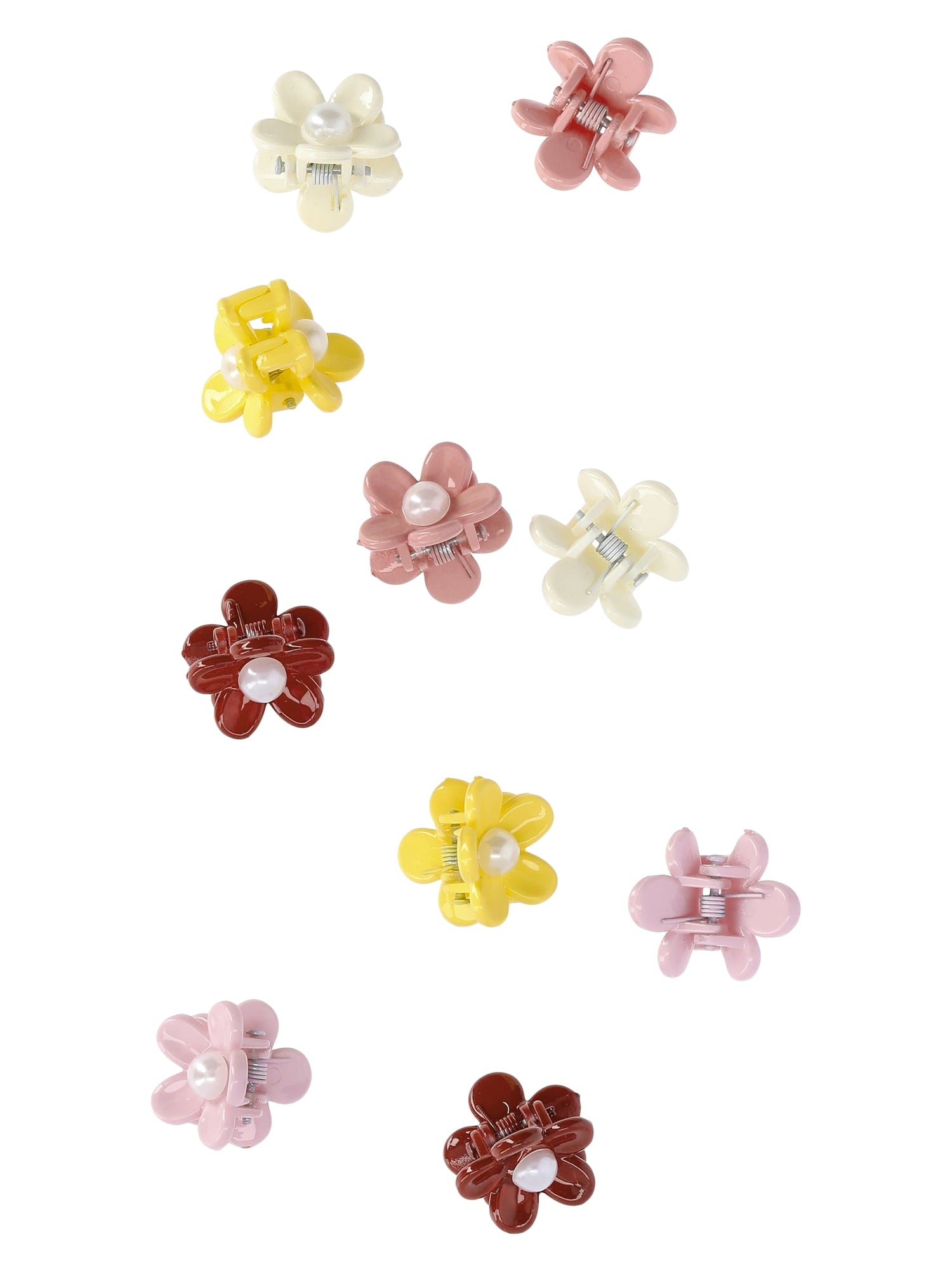 No Boundaries Flower Mini Hair Claw Clips Set, 10-Piece, Women's, Pink Multi - Image 3
