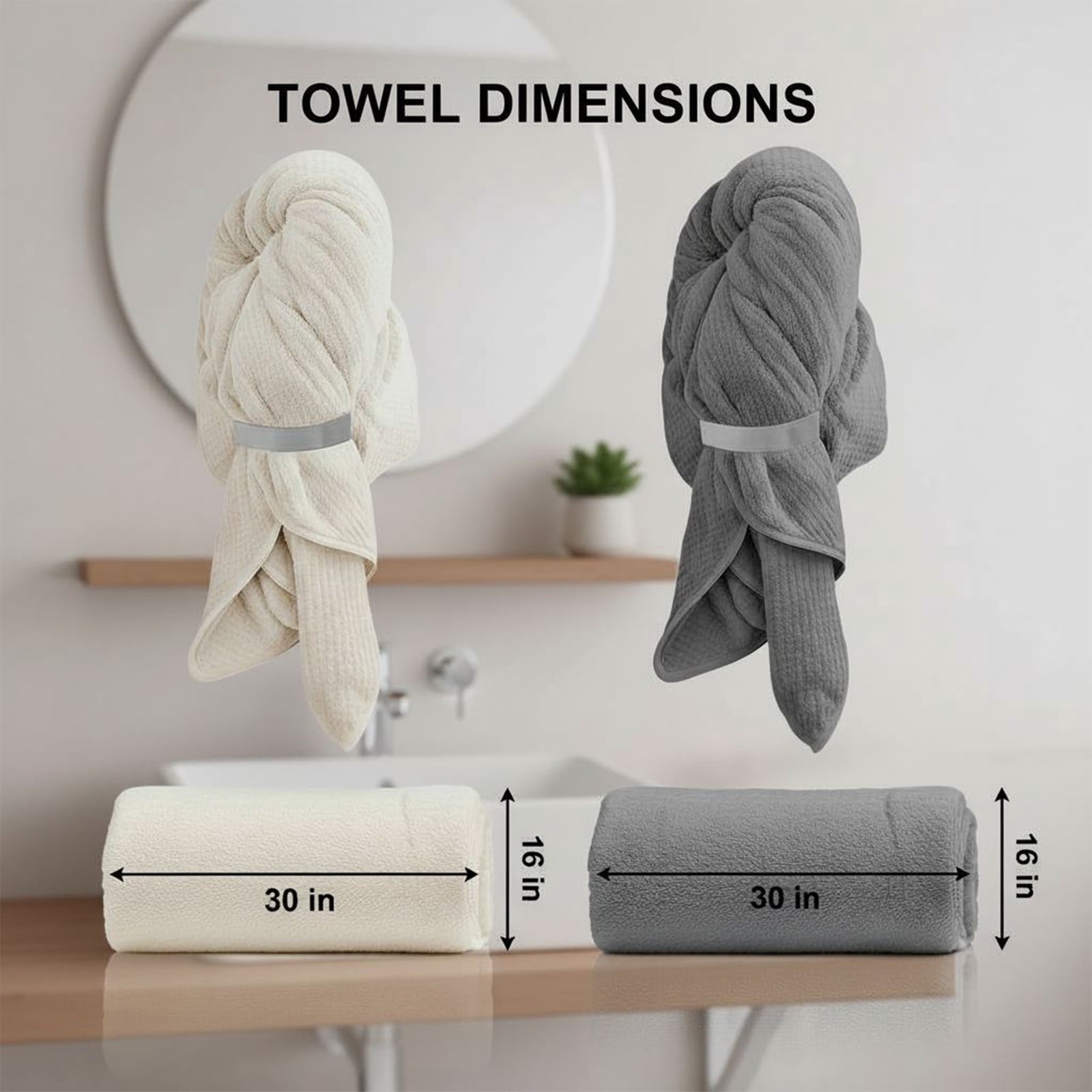 Large Microfiber Hair Towel for Women,Super Soft Anti Frizz & Quick Dry for Curly Hair,Ultra Absorbent Hair Wrap Towe... - Image 3