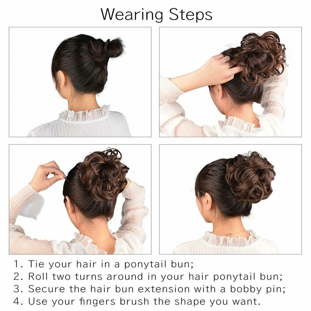 Scrunchies Hair Piece Hair Extensions Synthetic Hair Donut Updo Fake Ponytail Extensions For Women Red/Purple/Blue/Pi... - Image 6