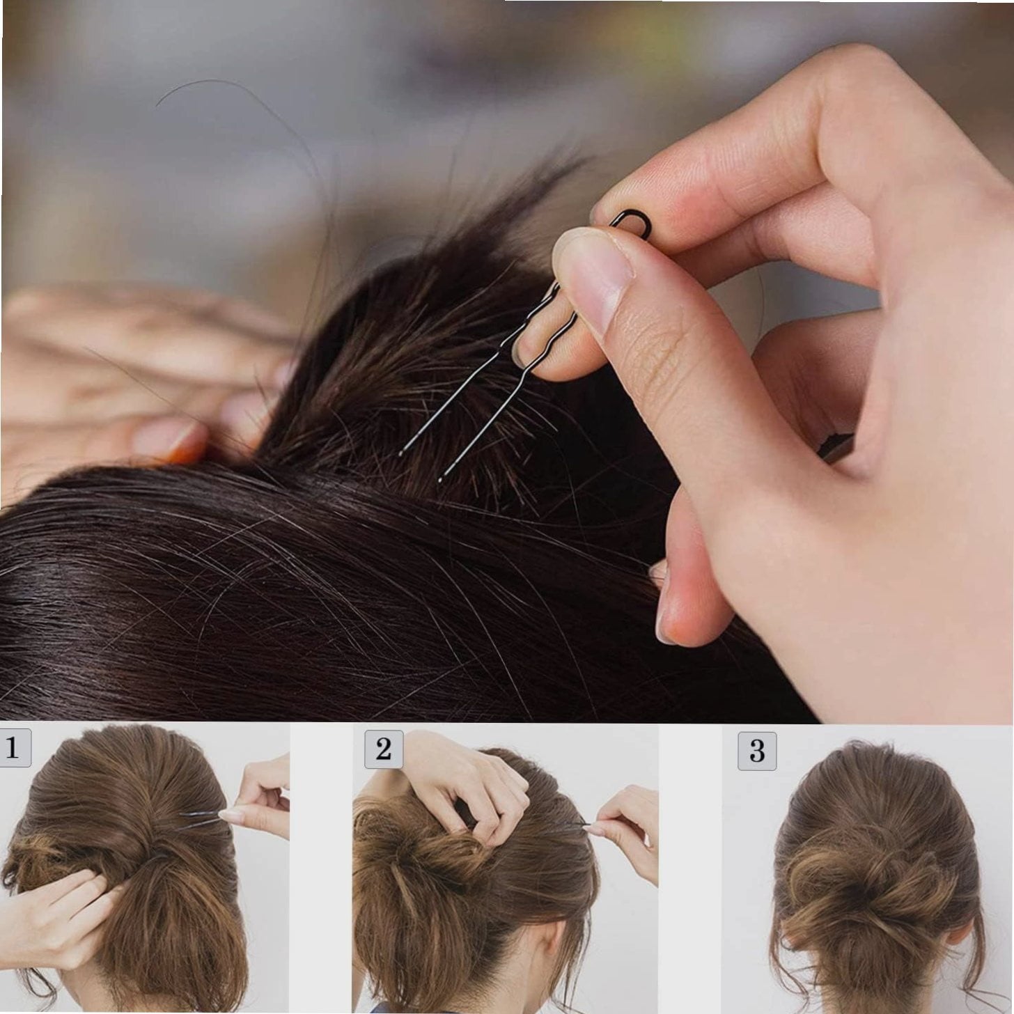 Metal Hair Pins Set - 5cm Bobby Pins for Buns Hair Bun U Shaped Pins Bun Clips Hair Styling Accessories for Wedding S... - Image 4