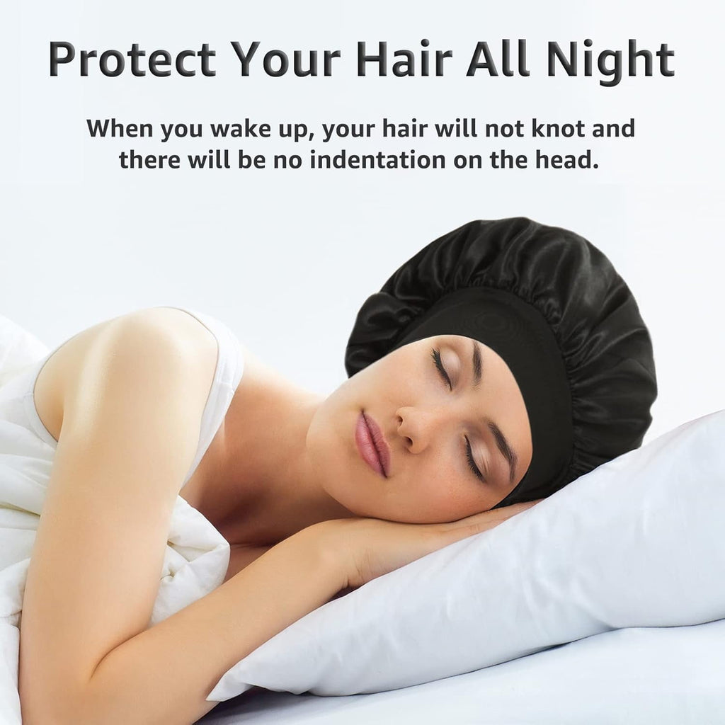 Bet Set , Wide Band Satin Hair Cap for Women with Curly, Braided or Natural Hair , Super Soft Nighttime Hair Protection - Image 3