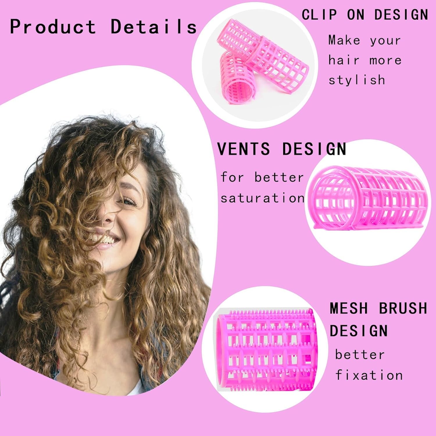 30 Plastic Hair Rollers, 5 Sizes Self-Grip Curlers, Hair Rollers for Long Medium Short Thin Fine Hair, No Heat Requir... - Image 6