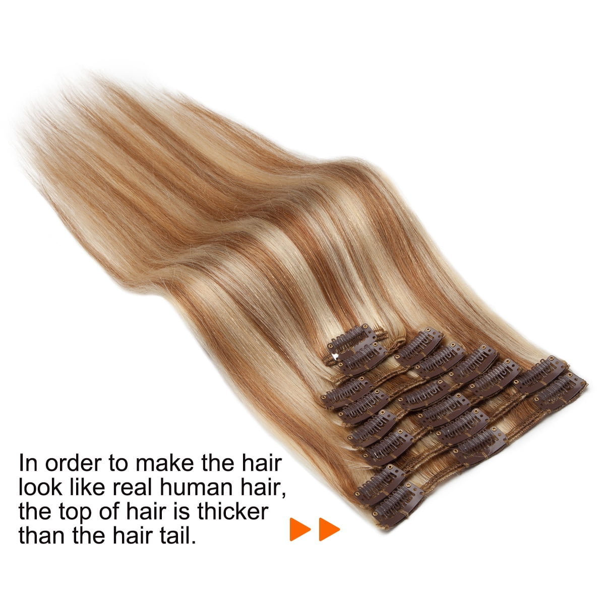 in Hair Extensions Human Hair Full Head 100% Real Remy Thick Hair Extensions Silky Straight Balayage Blonde Hair Pieces - Image 2
