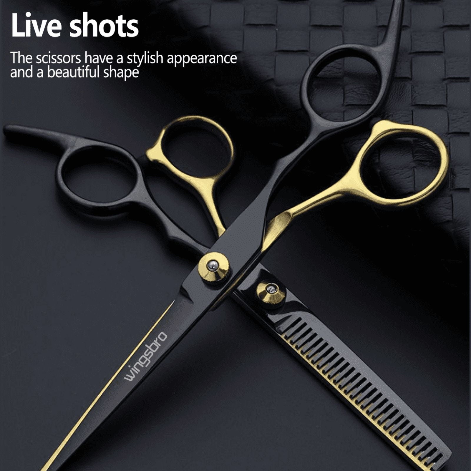 wingsbro 6.7 Inches Professional Hair Cutting Scissors Kit for Men and Women, Hairdressing Scissors Thinning Scissors Set for Salon Barber - Image 3