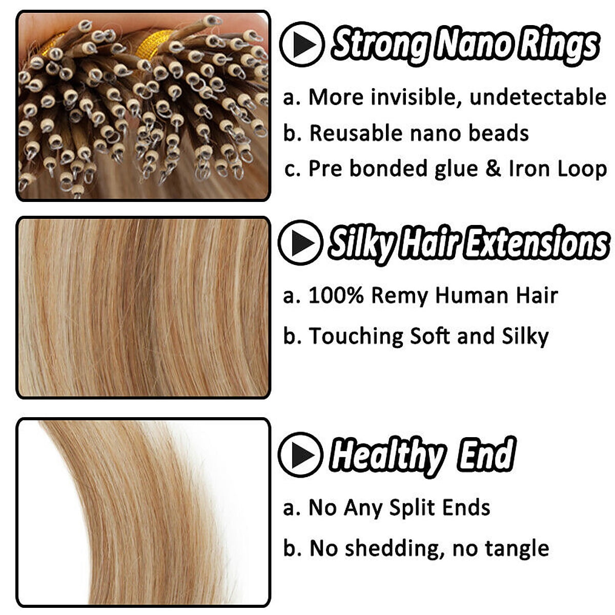 MY-LADY Nano Ring Beads Human Hair Extensions Micro Loop tip Russian Hair Highlight Hairpiece 16"-24" - Image 5
