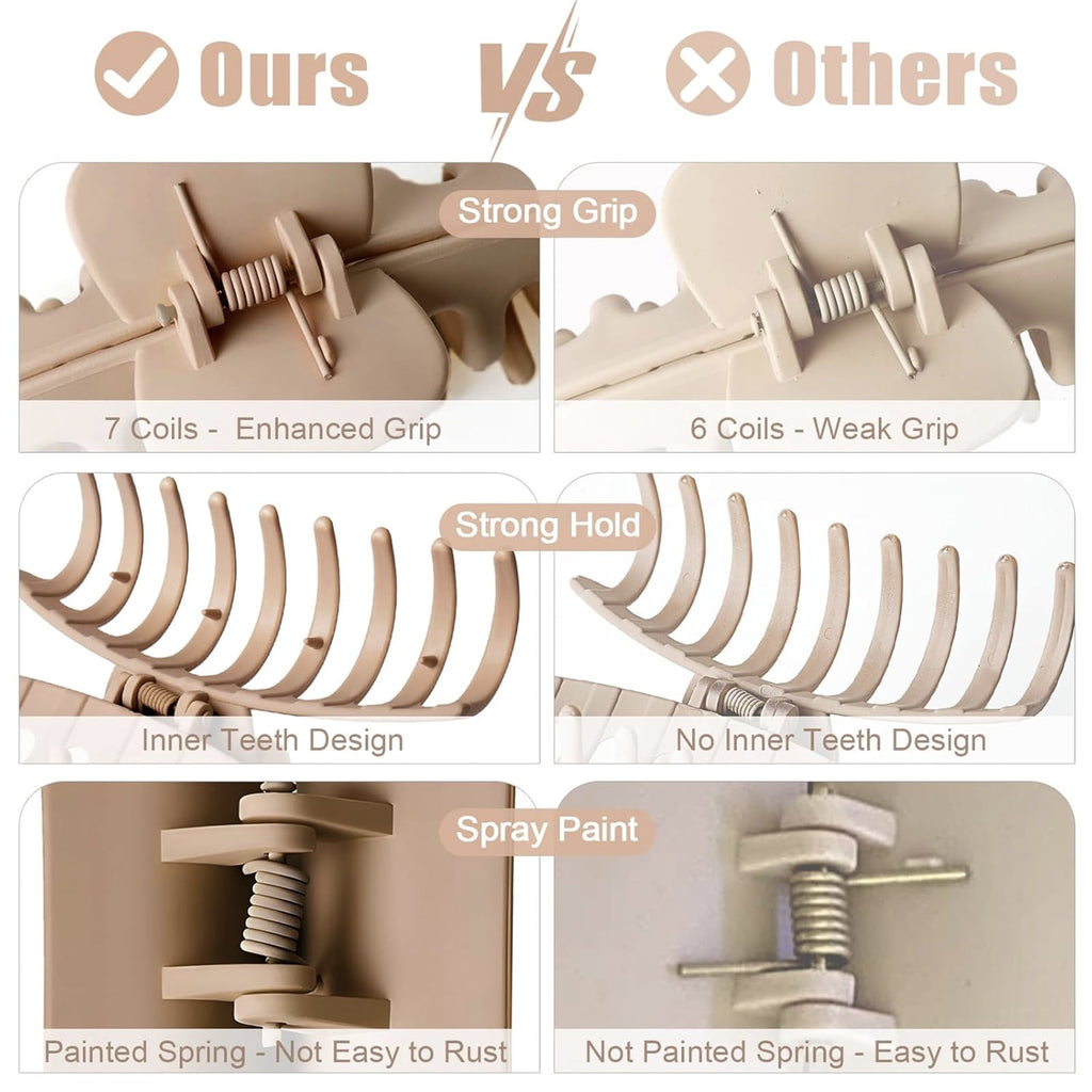12-Pack Matte Hair Claw Clips for Women - Large & Medium Size Set (4.33” & 1.97”), Strong Hold for Thin, Thick & Curl... - Image 2
