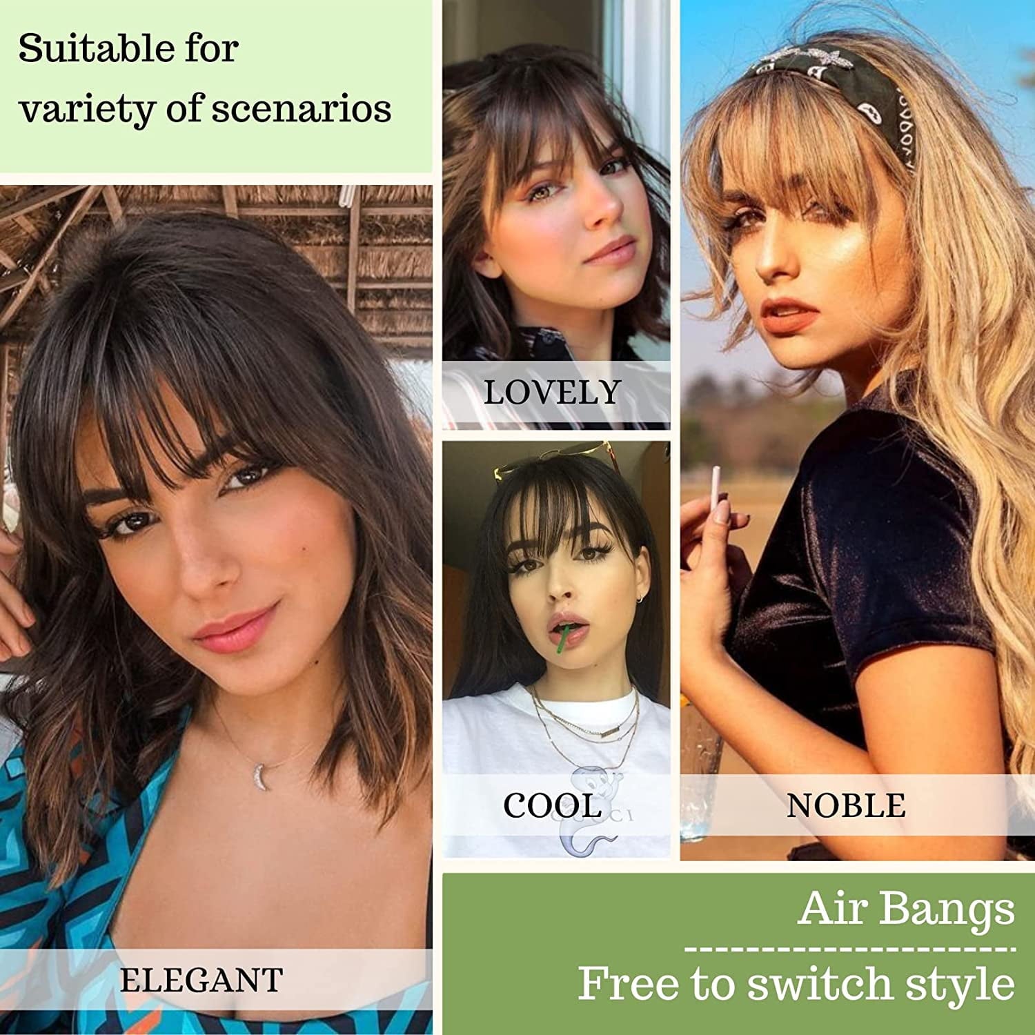 in Bangs - 100% Human Hair Bangs in Hair Extensions, Medium Brown Color #4 on Bangs Wispy Bangs Fringe with Temples H... - Image 5