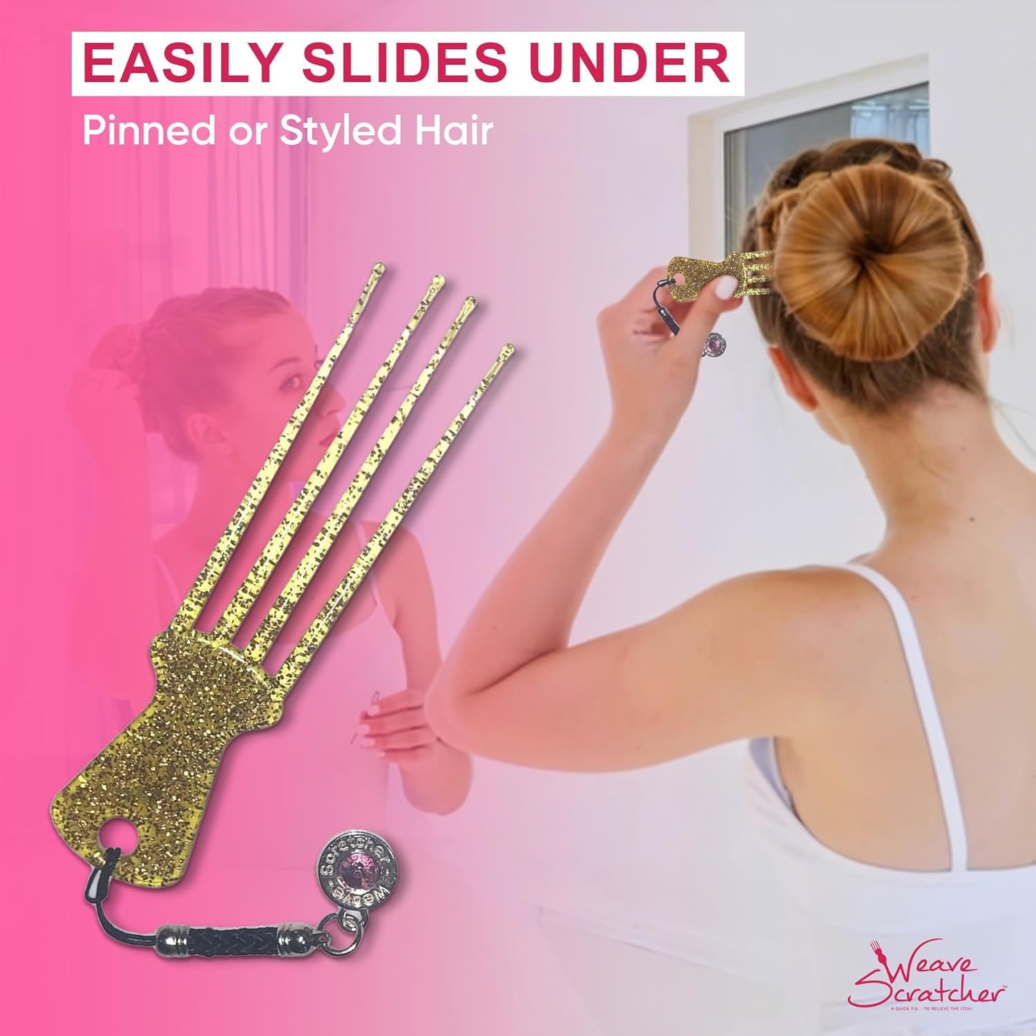& Head Scratcher for Weaves, Braids & Wigs – Head Massage Tool for Instant Itch Relief – Pink - Image 4