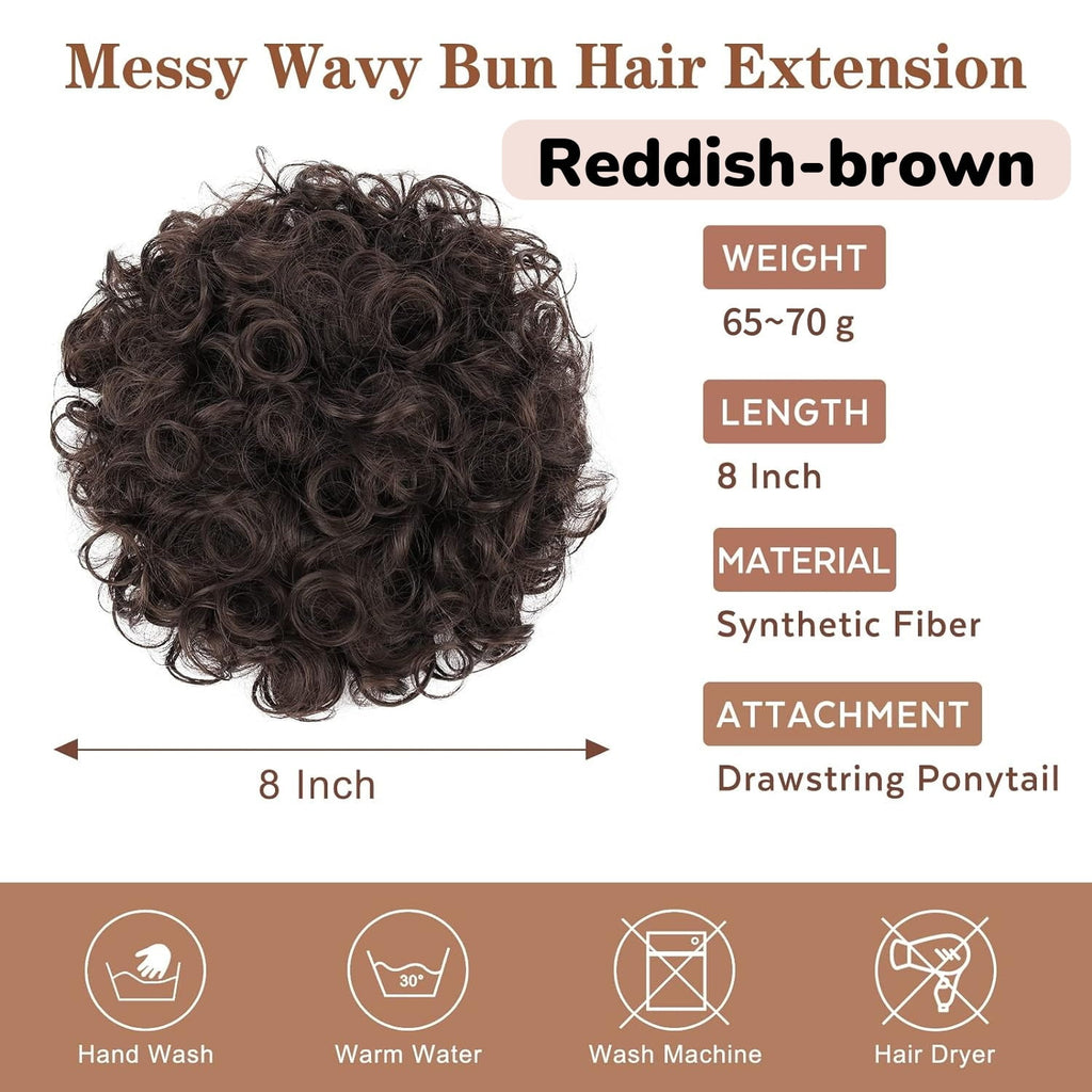 Messy Bun Drawstring Ponytail 9.84", Dark Brown - Image 2