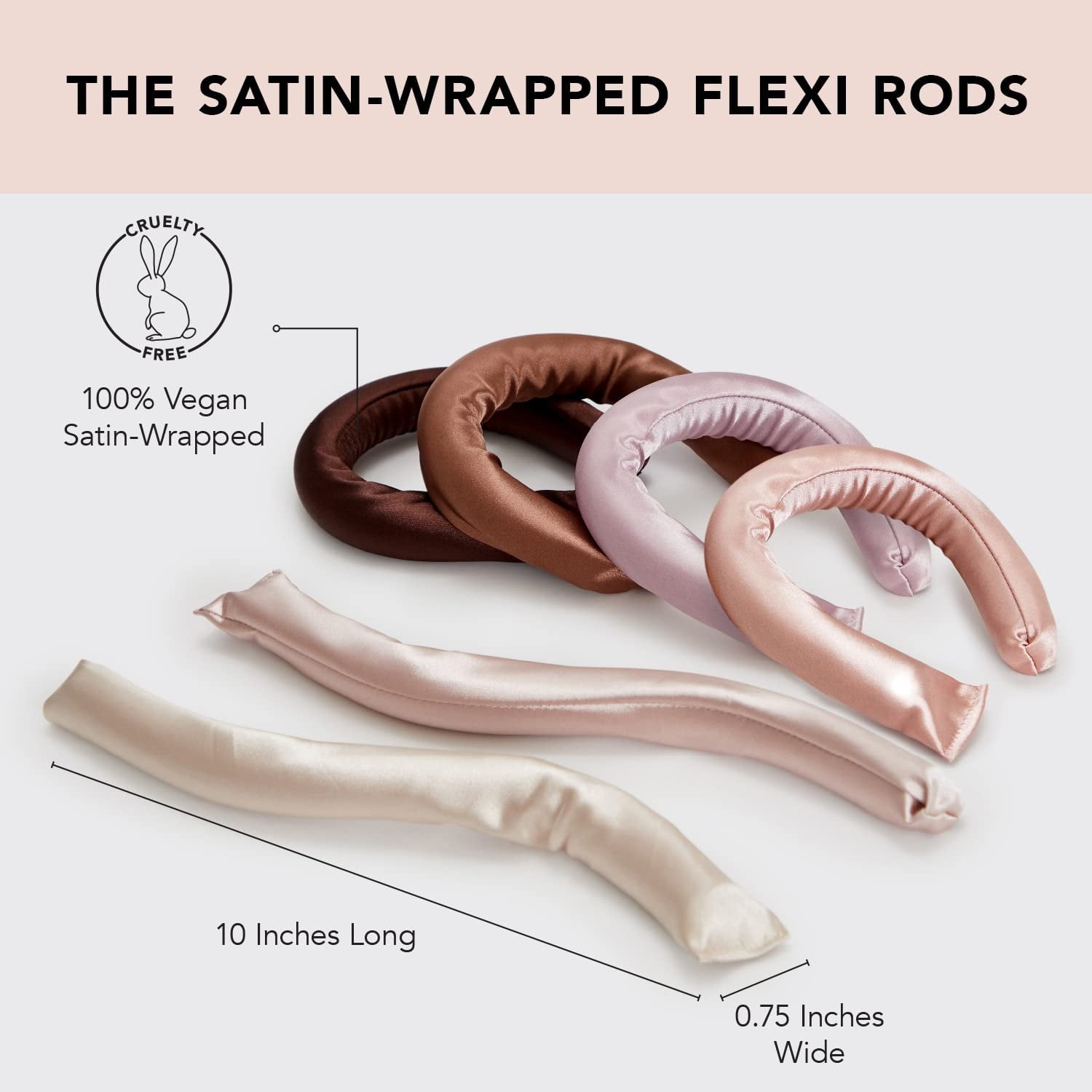 Heatless Hair Curler, Satin Covered Curling Rod, Rosewood 6pcs - Image 2