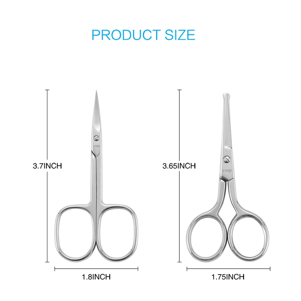 2 Pack Nail Scissors and Nose Hair Scissors, Small Curved Rounded Sharp Beauty Grooming Set - Image 5