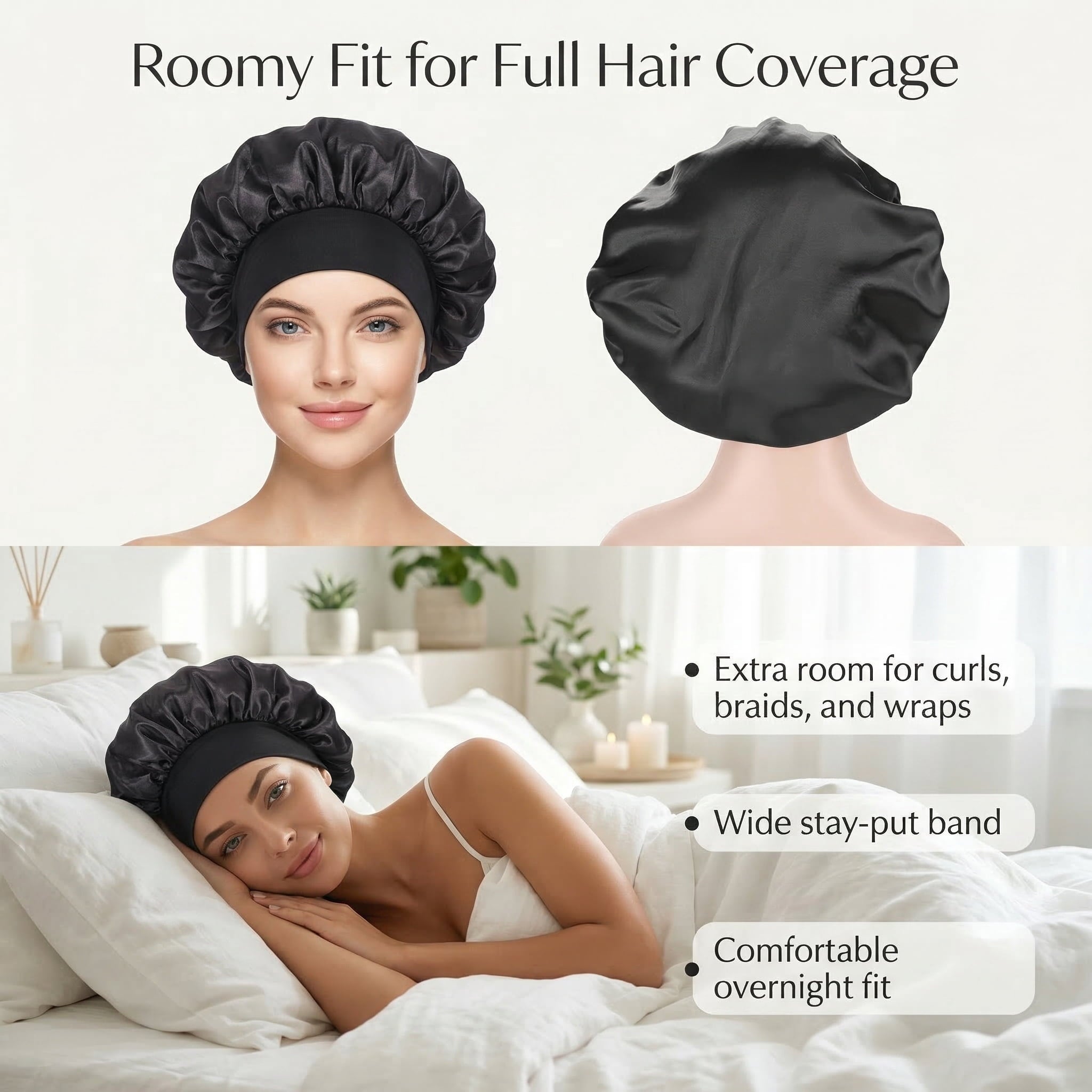 Sleep Bets - Elastic Wide Band Hair Wrap for Curly & Natural Hair, Extra Room, Shower Cap, Works for All Hair Styles/... - Image 4