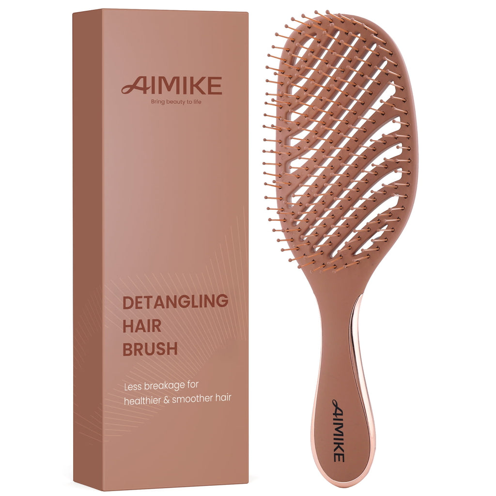 AIMIKE Wet & Dry Detangler Brush, Soft Bristle Hair Brush for Gentle Tangle Removal, Women & Kids