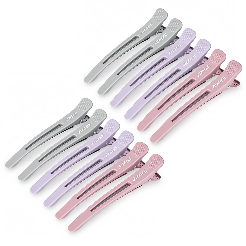 12pcs Professional Hair Clips, No Crease Duck Billed Hair Clips for Cutting, Styling, Women, Morandi
