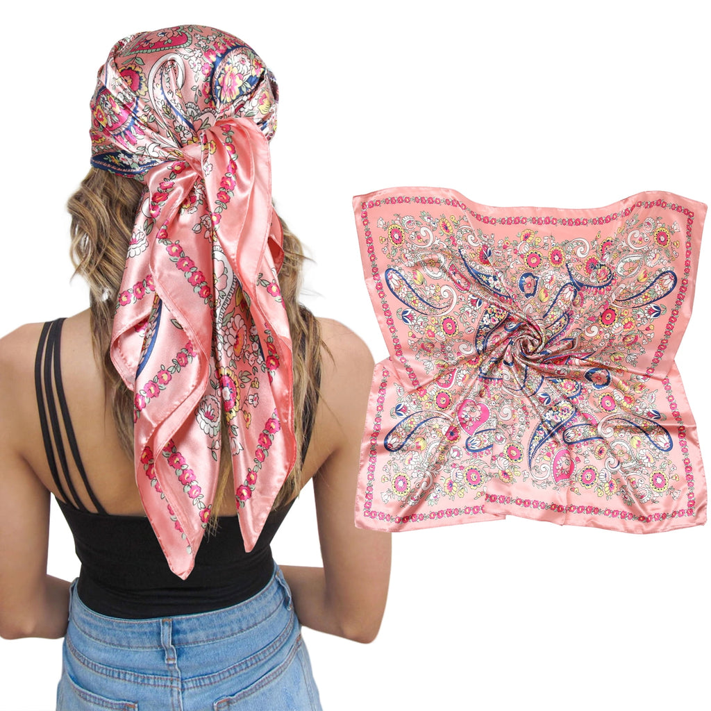 35" Large Square Satin Head Scarf - Silk Hair Scarf Square Hair Bandanas Women Sleeping Head Wraps