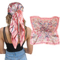 35" Large Square Satin Head Scarf - Silk Hair Scarf Square Hair Bandanas Women Sleeping Head Wraps