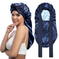 Double Layer Reversible Silk for Hair Women Sleeping Cap with Tie Band