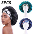3 Pcs Satin Hair Bet For Sleeping, Sleeping Bet With Printed Wide Headbands Red Black Blue Satin Caps For Women Large...