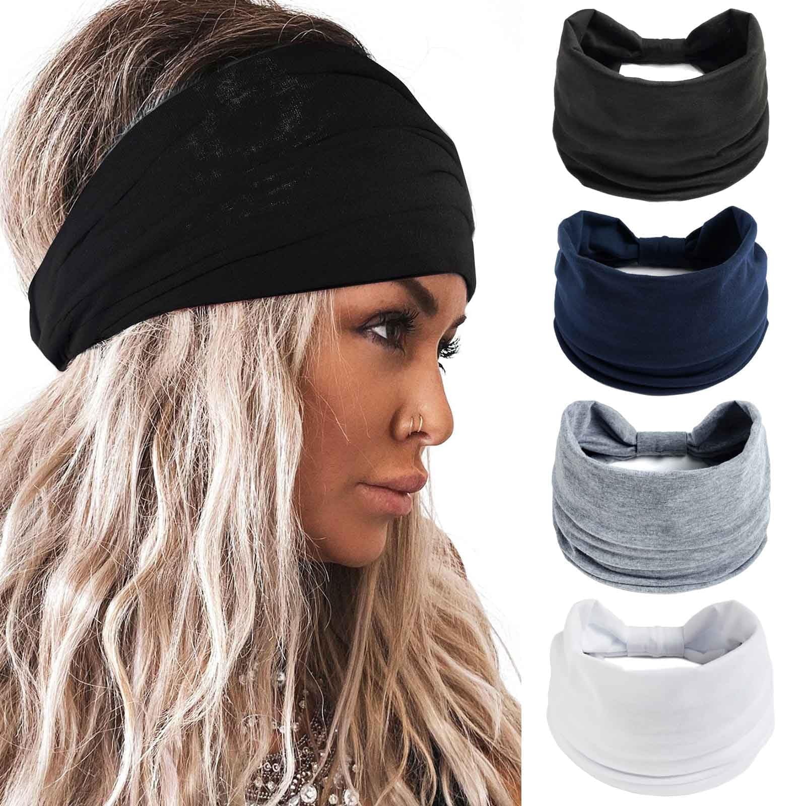 Boho Floral Head Wraps Knotted Printed Turban Hairbands Non Slip Head Bands Elastic Workout Yoga Hair Scarfs Bohemian...