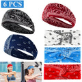 6Pcs Women's Boho Flower Headbands Elastic Hair Bands Knotted Head Wraps Turbans for Yoga Sport Workout Makeup