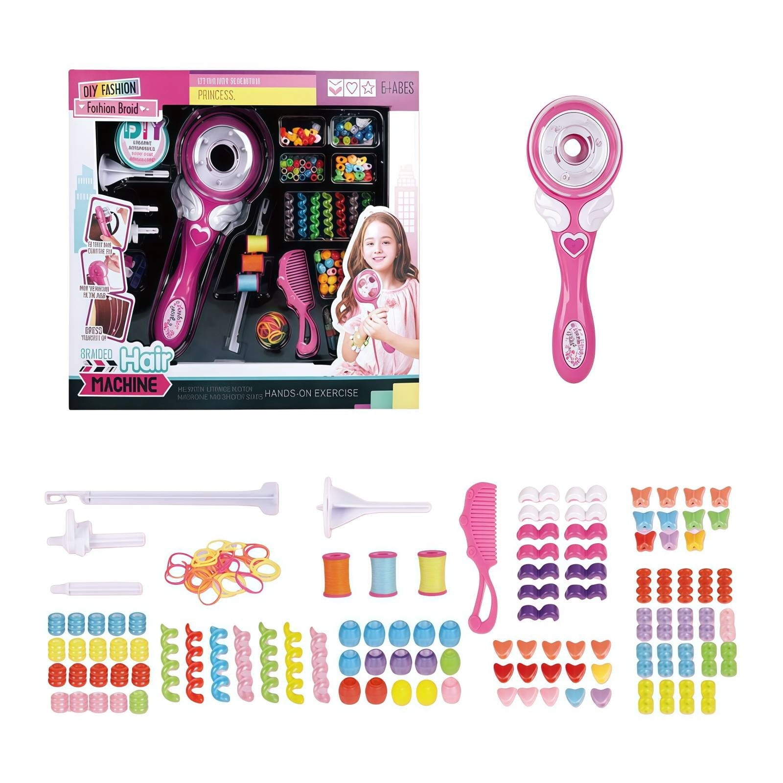 for Kids – Quick 5-Minute style Creator – Easy-to-Use Braiding Tool for & Fashionable Looks, Child-Safe Design,Pink