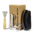 BOTI Beard Brush, Natural Boar Bristles Beard Brush for Men and Wooden Pocket Beard Comb Set, Facial Hair Grooming Kit with Mustache Scissor