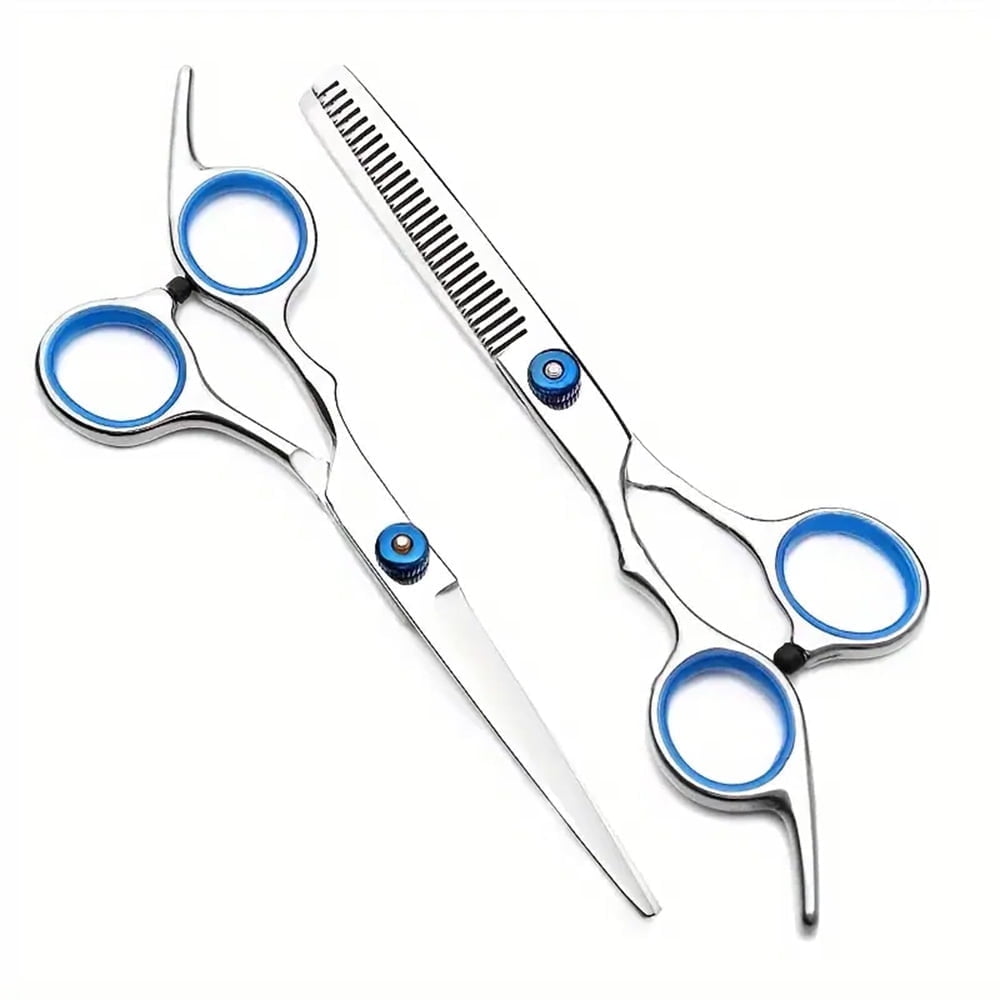 BYXAS 6 Inch 2 PCS Hair Cutting Shears Set with Large Finger Holes, Professional Barber Stylist Texturizing Shears, Salon Hair Cutting Sciss