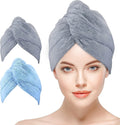 Wrap for Women 2 Pack, Ultra Absorbent Twist Turban Drying Cap Wrap, Blue&Gray