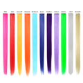 Beaute Galleria Rainbow Multi-Color 21 Inches Long Straight Party Highlights Clip In Synthetic Hair Extensions for Cosplay Comic Con Hallowe