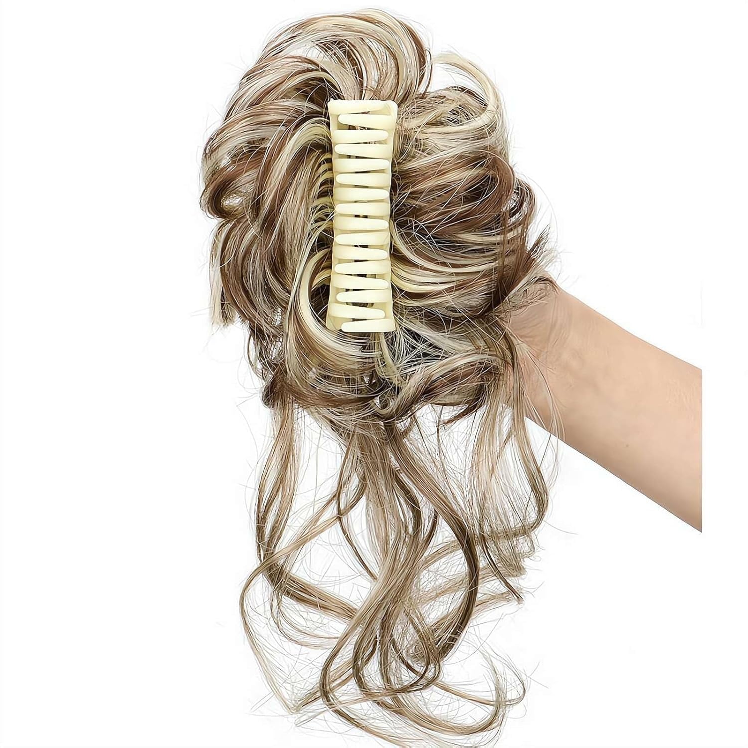 bun,Fake Bun Ponytail Hair Extension Wig for Women, Wavy Curly Hair Bun in Chignon Hairpieces,H-air bun extension Eve...