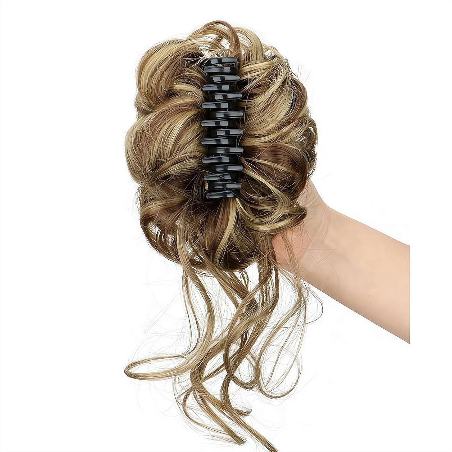 bun,Fake Bun Ponytail Hair Extension Wig for Women, Wavy Curly Hair Bun in Chignon Hairpieces,H-air bun extension Eve...