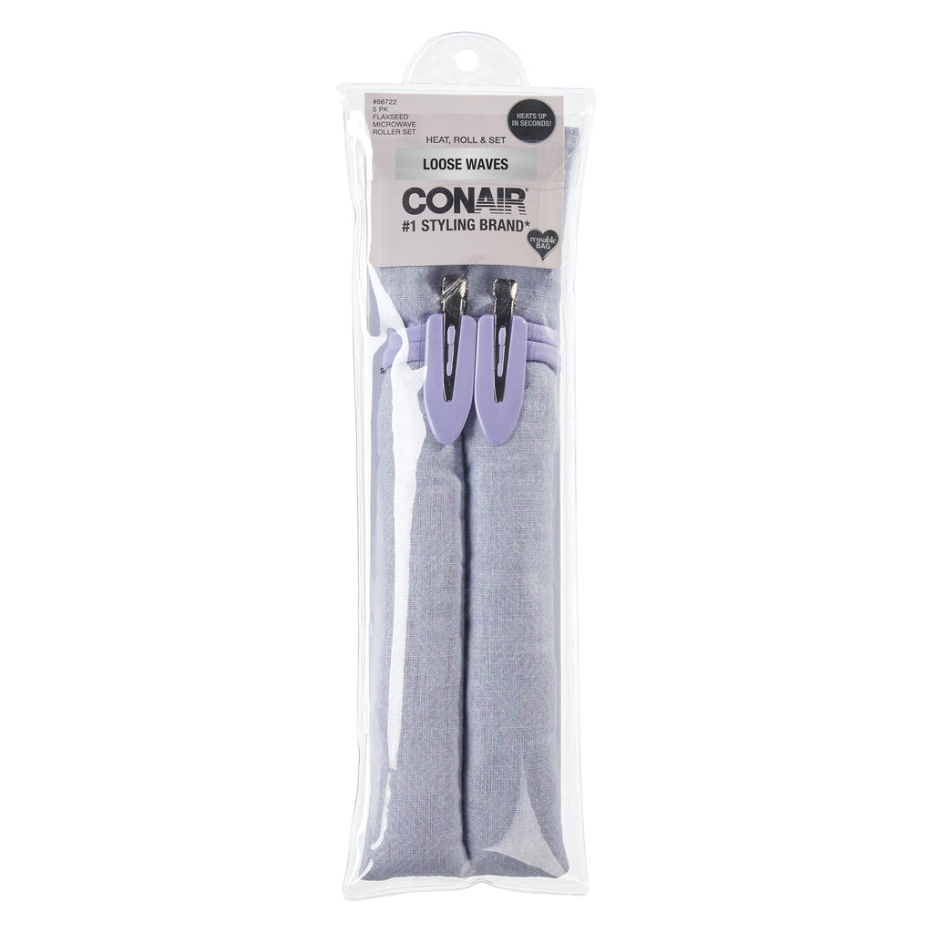 5-Piece Hair Roller Set, XL Rollers with Clips & Ponytailers