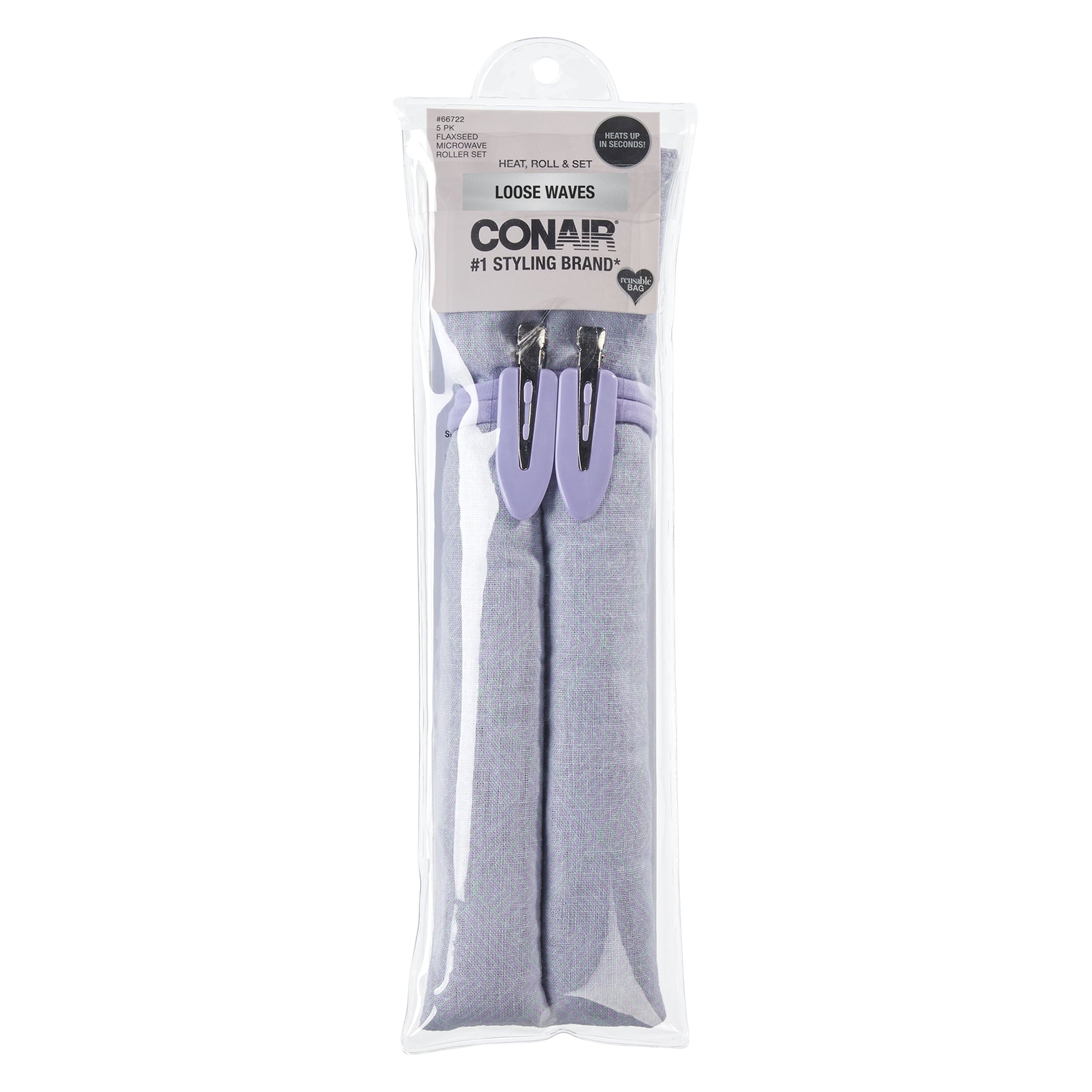 5-Piece Hair Roller Set, XL Rollers with Clips & Ponytailers