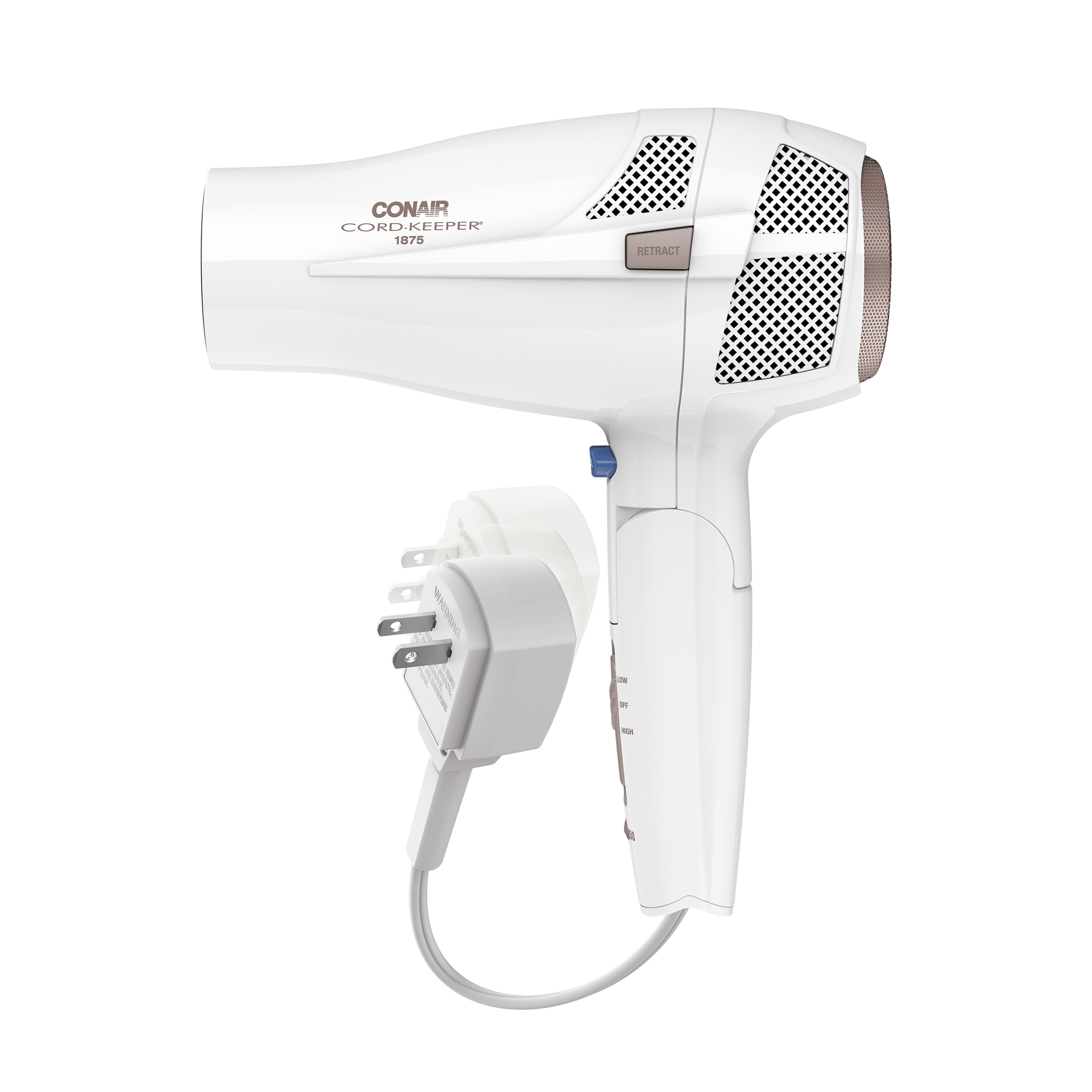 Ceramic Travel Hair Dryer, 1875 Watts, Dual Voltage, Folding Handle
