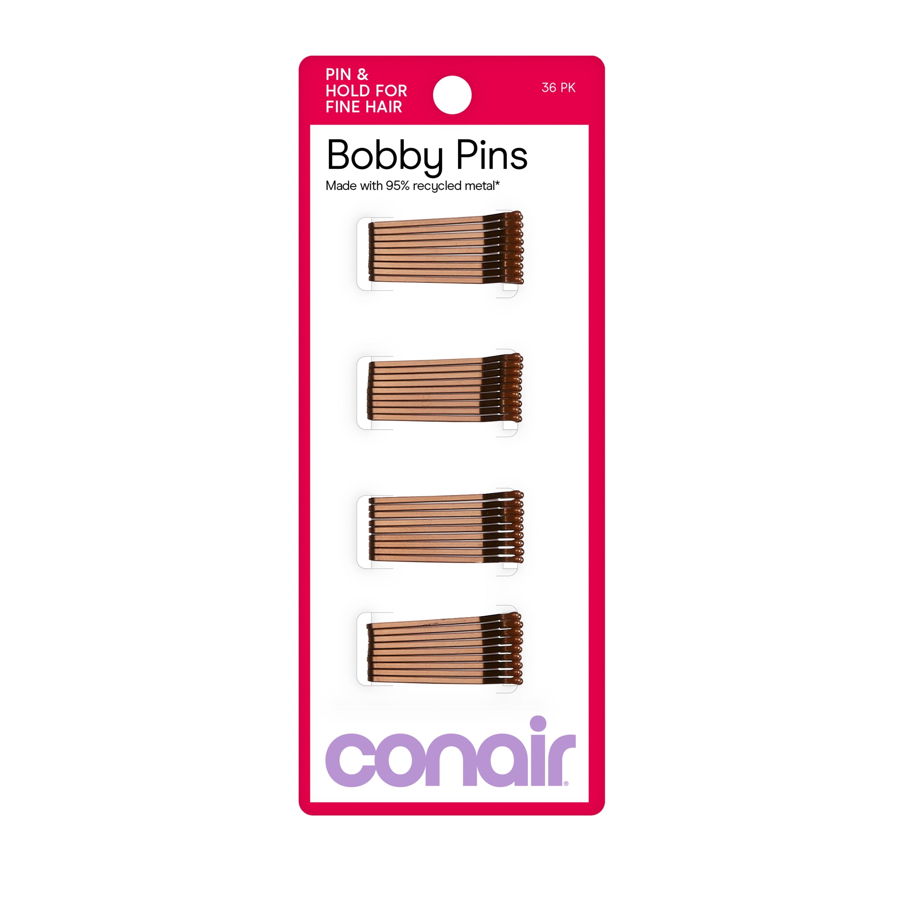 Conair Styling Essentials Mini Bobby Pins, Smooth Brown, 36 Count