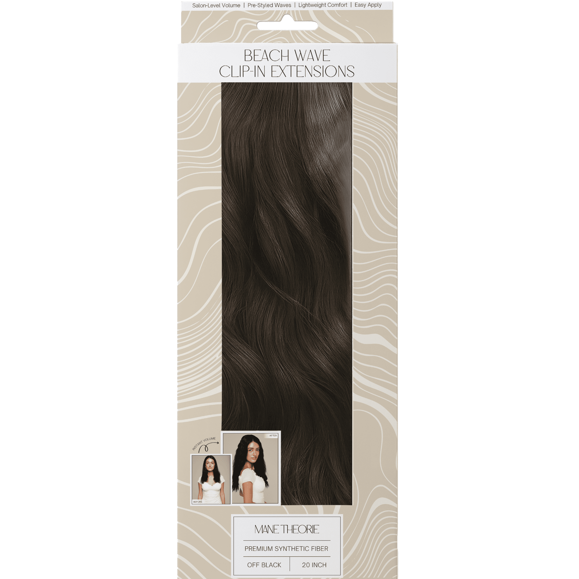 Wave Halo Hair Extensions for Women, 18 inch, off black