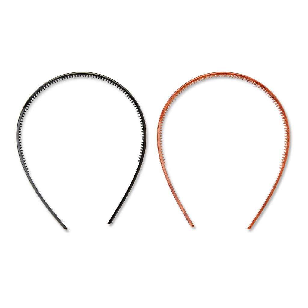 Plastic Headbands, Black and Brown, 2 Count