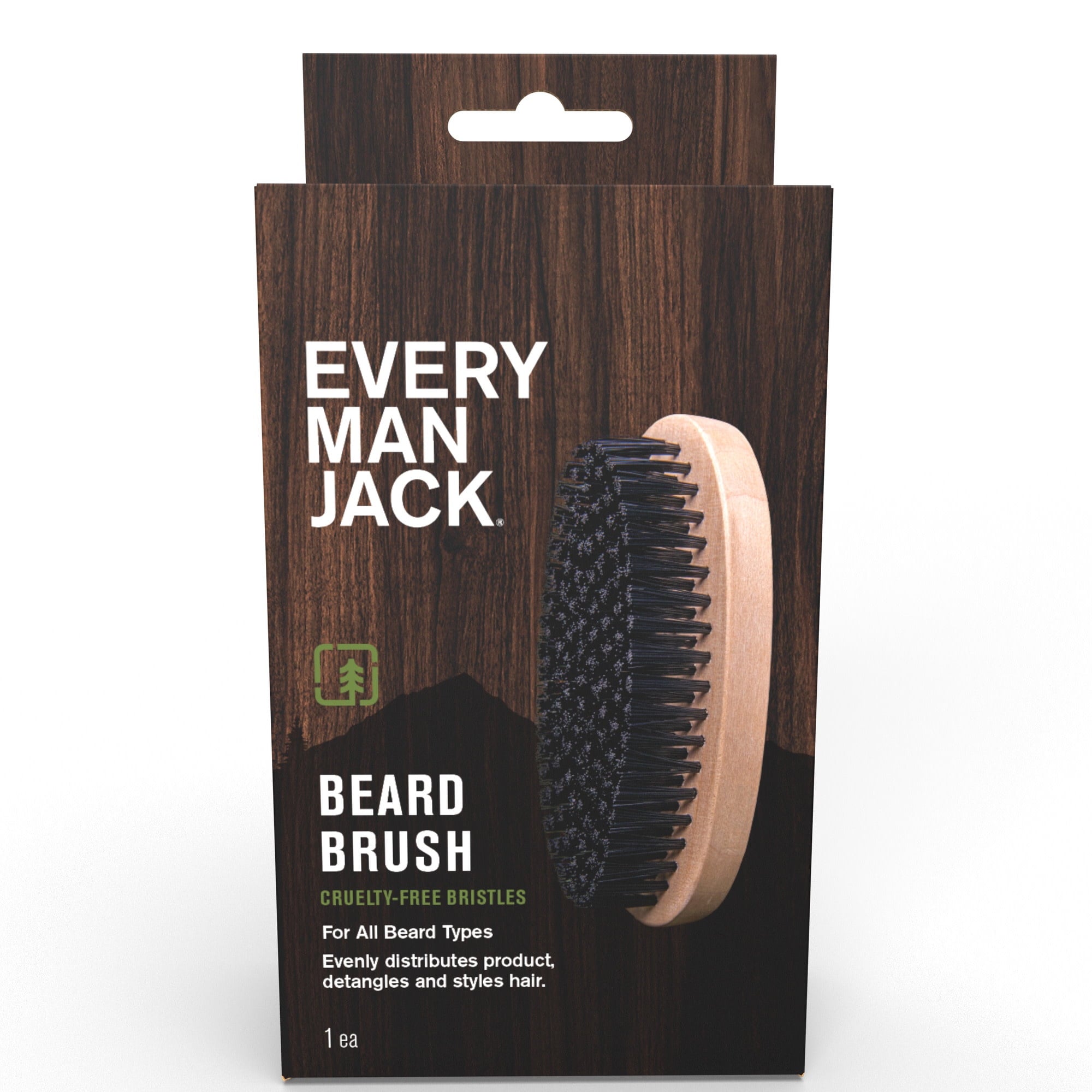 Men's Beard Brush with Cruelty-Free Vegan Bristles, 1 pack