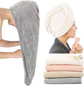 Extra Large 4 Pack Microfiber Hair Towel Wrap for Women Super Absorbent & Quick Dry Hair Drying Towels with Button, H...