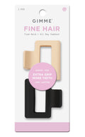 Gimme Beauty Claw Clip Fine Square Extra Grip, Black/Tan, 2ct