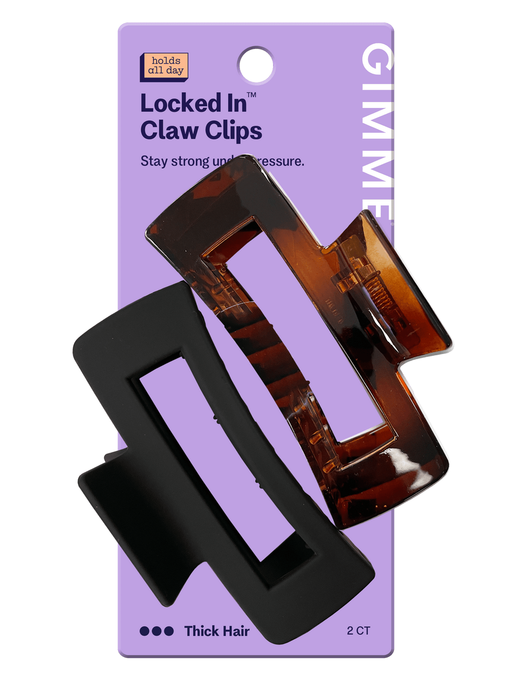 Claw Clip For Thick Hair, Black Tortoise, 2 Count