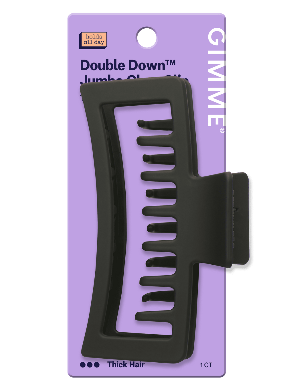 Clip Thick Rectangle Xtra Large Double Teeth Black 1 Ct