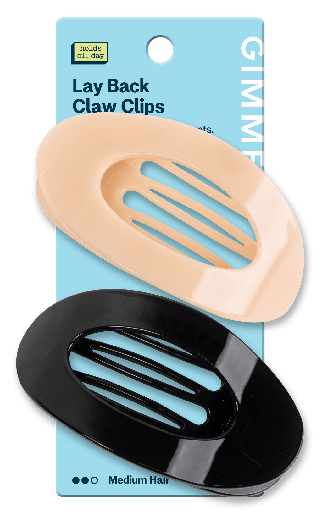Gimme Beauty Lay Flat Claw Clip for Medium Hair, Curved Comfort Fit - Black and Cream - 2 Count