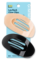 Gimme Beauty Lay Flat Claw Clip for Medium Hair, Curved Comfort Fit - Black and Cream - 2 Count