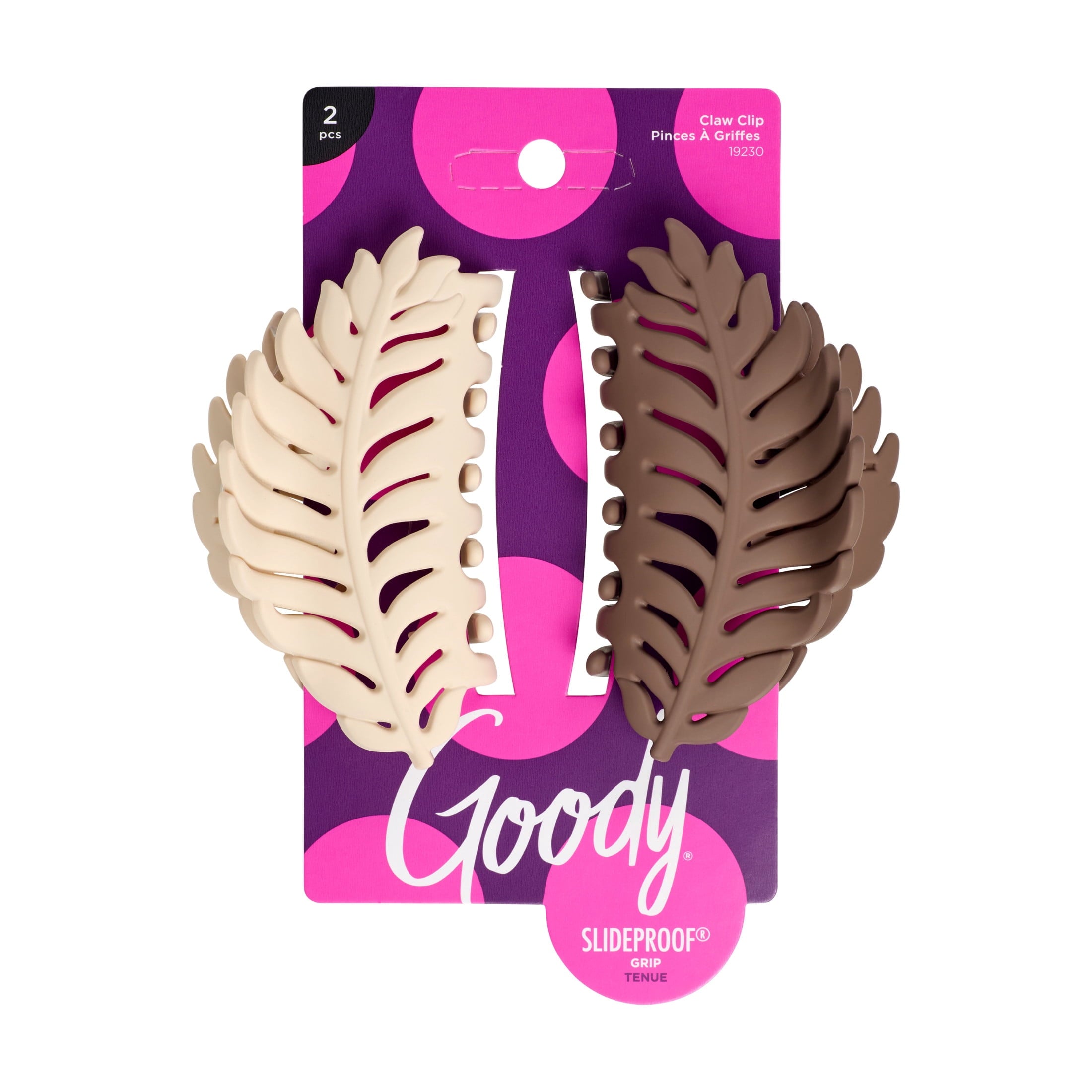 Clips, SlideProof Grip, Comfortable Hold, White & Brown, 2ct, For All Hair Types