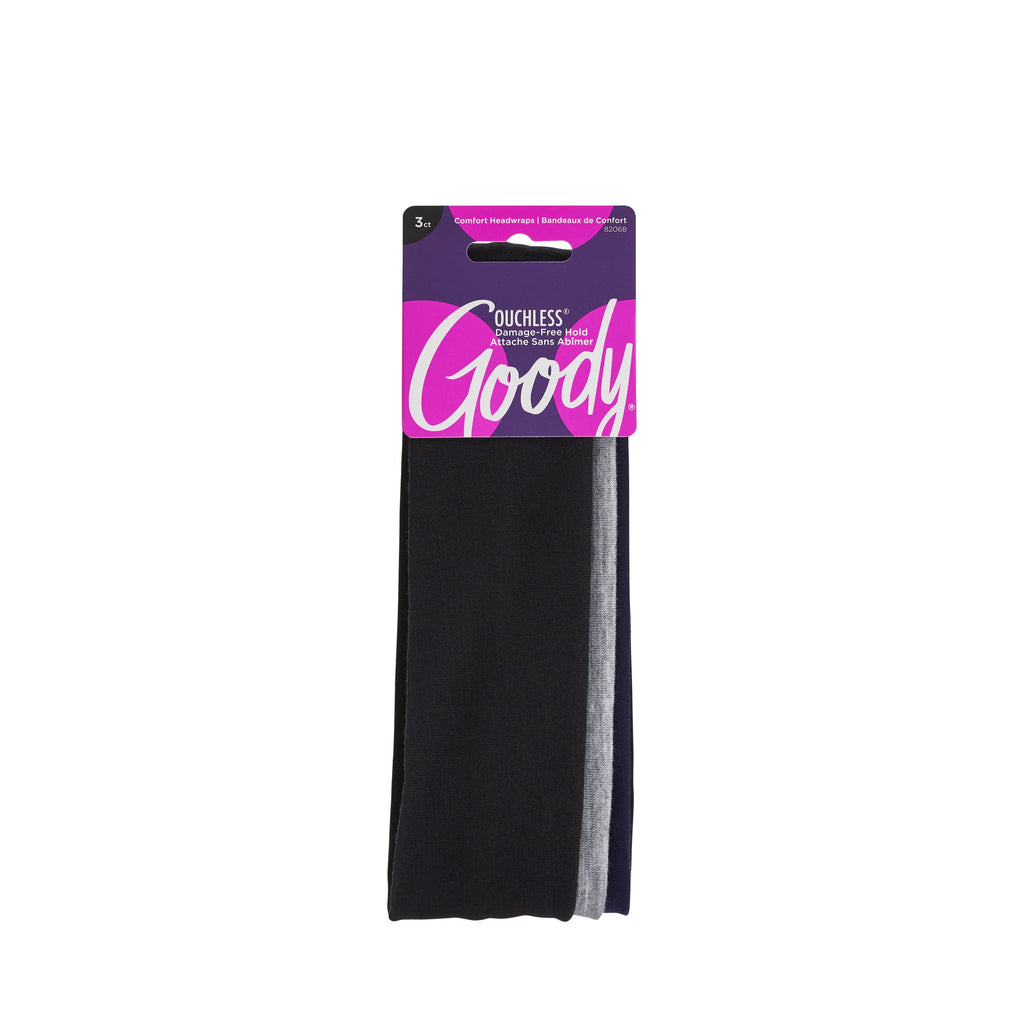 Goody Neutral Fabric Headbands, Soft, All-Day Comfort and Style, Navy, Grey, Black, 3 Ct